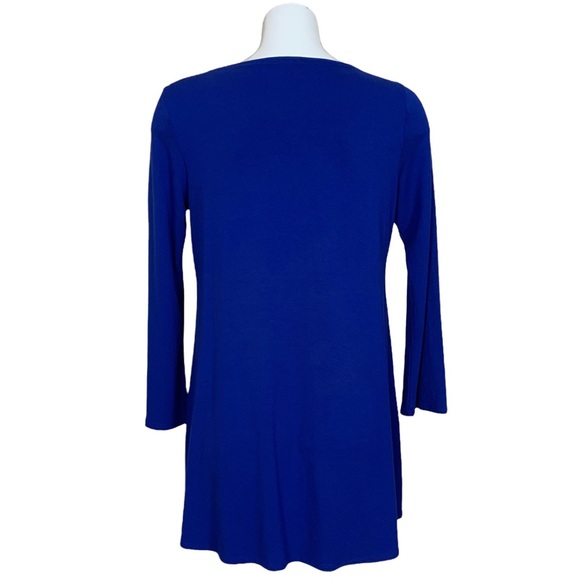 Eileen Fisher Royal Blue Swing Fit Stretch Knit Tunic Top Medium - Picture 5 of 7